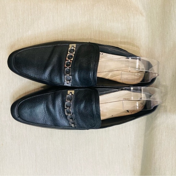 ZARA WOMAN Sz 40 Supple Leather Silver Chain Detail Long Toe Cap  Loafers Shoes - Picture 7 of 8